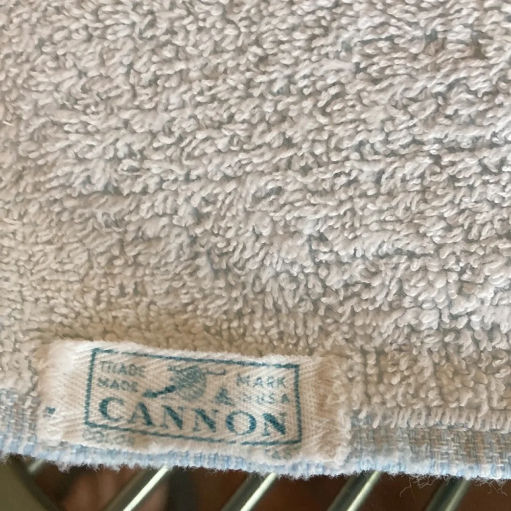Vintage Cannon pastel blue floral textured two tone bath towel
